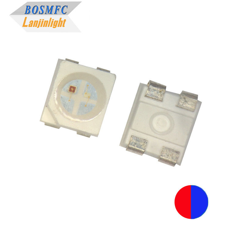 20mA Bi Color PLCC4 3528 SMD LED Chip Độ dày 1,9mm Màu đỏ và xanh dương 4 chân