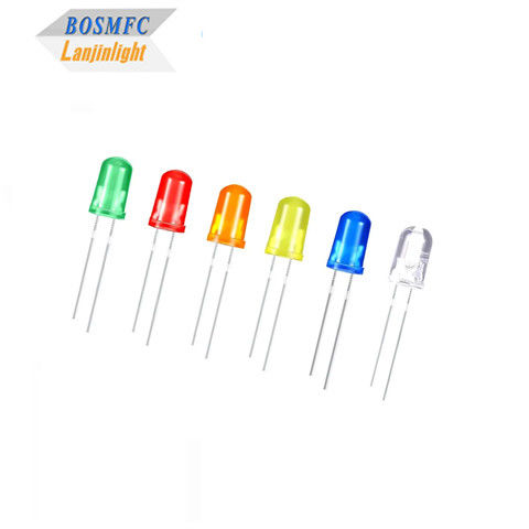 Đèn LED phát sáng 5mm, Đèn Đỏ Đỏ Xanh Xanh Xanh Vàng Xanh Cam Da
