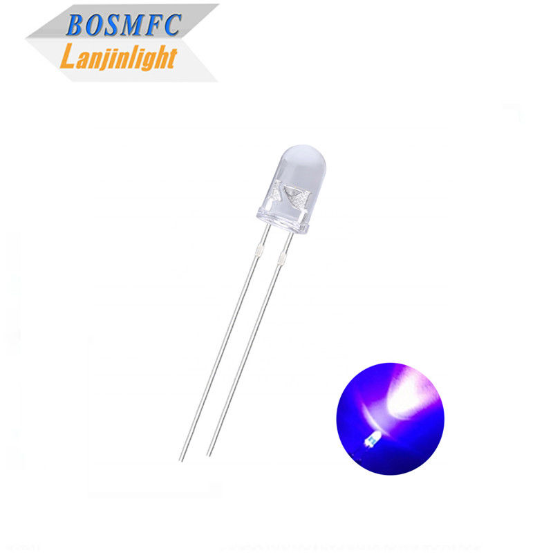 Đầu tròn 5mm UV LED 385nm 395nm ánh sáng UV Kính sạch nước cho đèn muỗi