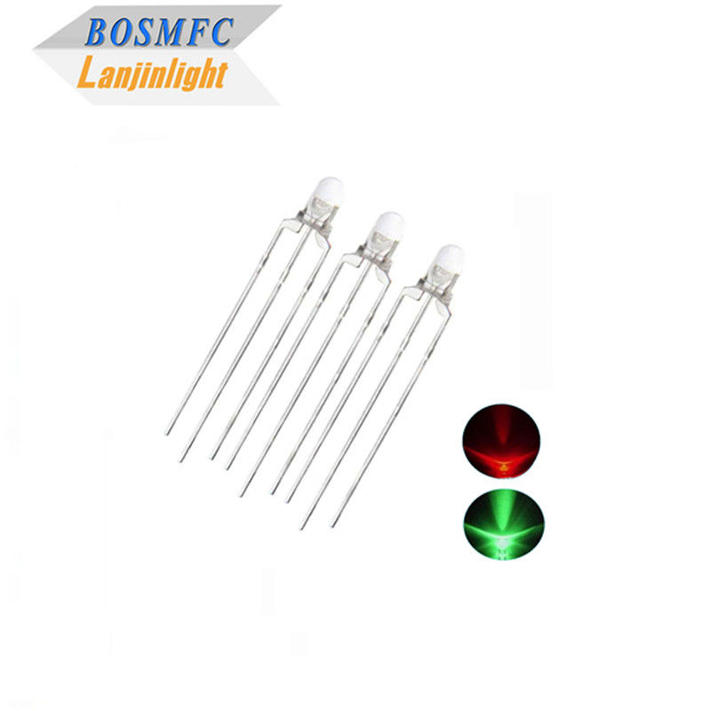 Bi Color 3mm Through Hole LED đa chức năng 20mA Đèn đỏ &amp; xanh lá cây