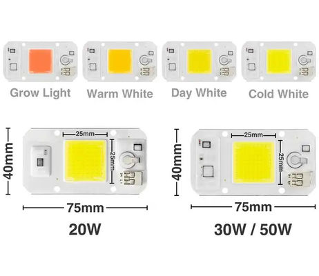 Cây trắng ấm áp COB Power LED 20W 50W High Lumen cho phát triển ánh sáng